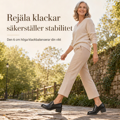 Kvinnors brittisk stil retro slip on lågskor med medelhöga blockklackar, storlekar i plusstorlek med tjocka klackar