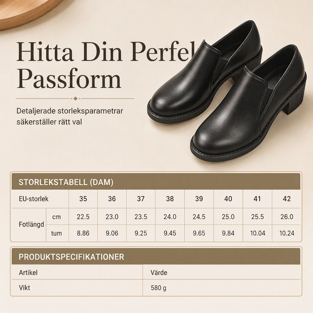 Kvinnors brittisk stil retro slip on lågskor med medelhöga blockklackar, storlekar i plusstorlek med tjocka klackar