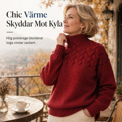 🍂Bästsäljande höstnyheter|⭐ Damernas Elegant Kabelstickad Polotröja – Mjuk & Varm Hösttröja med Hög Krage