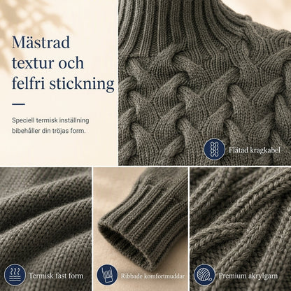 🍂Bästsäljande höstnyheter|⭐ Damernas Elegant Kabelstickad Polotröja – Mjuk & Varm Hösttröja med Hög Krage