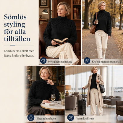 🍂Bästsäljande höstnyheter|⭐ Damernas Elegant Kabelstickad Polotröja – Mjuk & Varm Hösttröja med Hög Krage