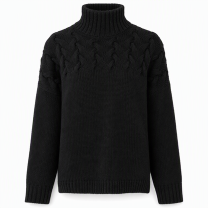 🍂Bästsäljande höstnyheter|⭐ Damernas Elegant Kabelstickad Polotröja – Mjuk & Varm Hösttröja med Hög Krage