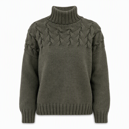 🍂Bästsäljande höstnyheter|⭐ Damernas Elegant Kabelstickad Polotröja – Mjuk & Varm Hösttröja med Hög Krage