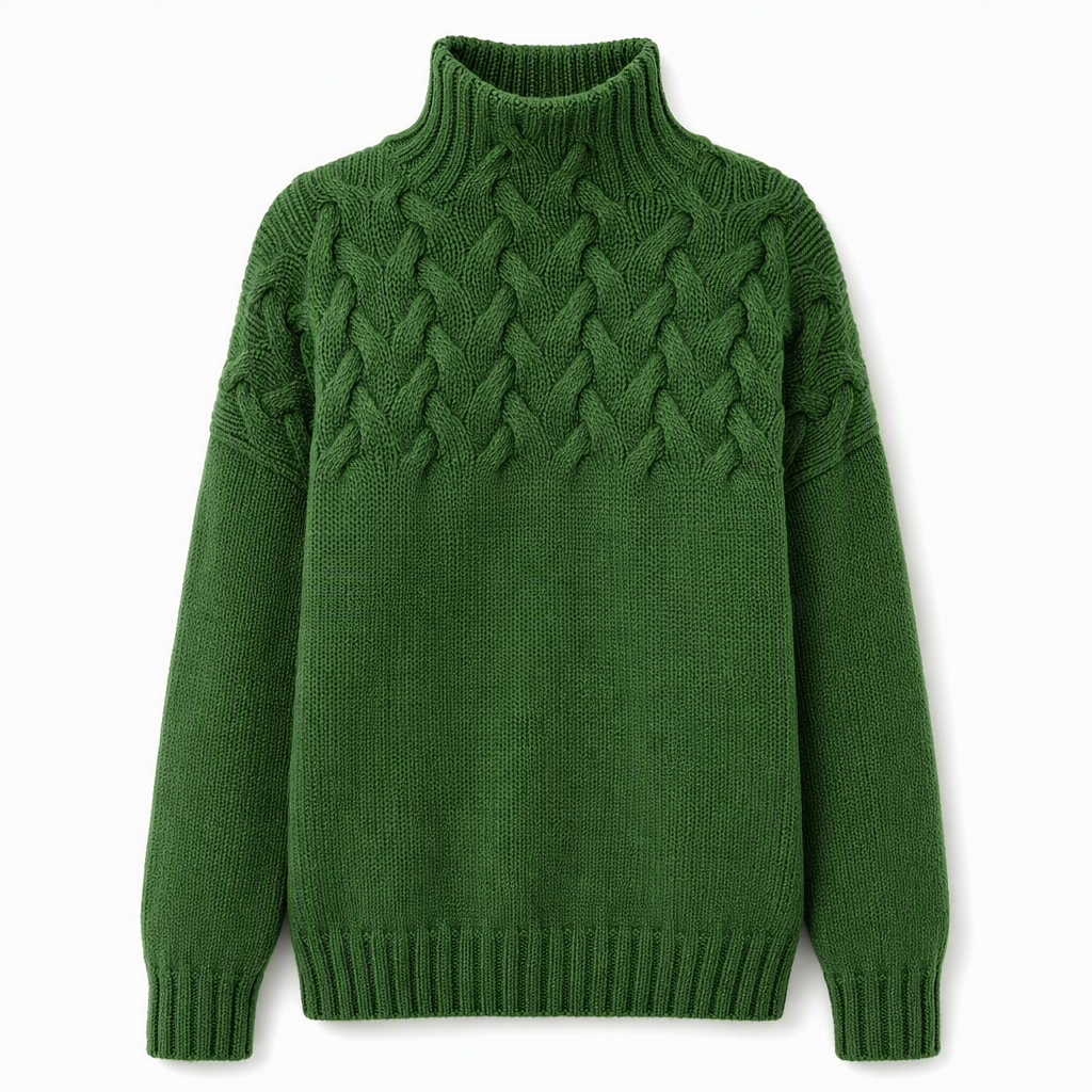 🍂Bästsäljande höstnyheter|⭐ Damernas Elegant Kabelstickad Polotröja – Mjuk & Varm Hösttröja med Hög Krage
