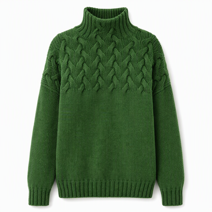 🍂Bästsäljande höstnyheter|⭐ Damernas Elegant Kabelstickad Polotröja – Mjuk & Varm Hösttröja med Hög Krage