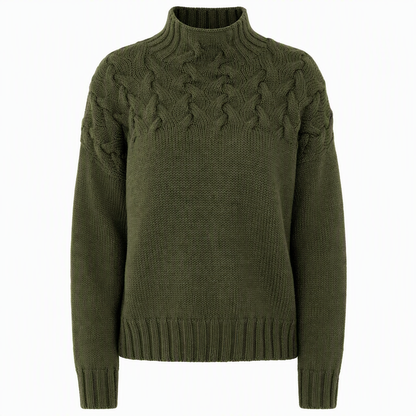 🍂Bästsäljande höstnyheter|⭐ Damernas Elegant Kabelstickad Polotröja – Mjuk & Varm Hösttröja med Hög Krage