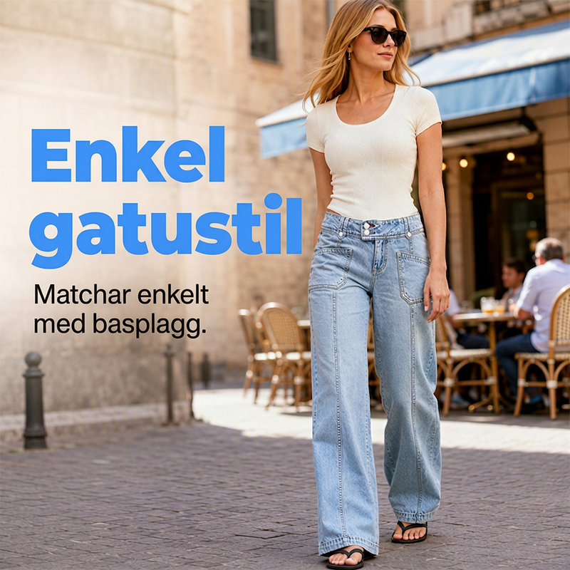 Smalärmade jeans med vida ben som smickrar figuren