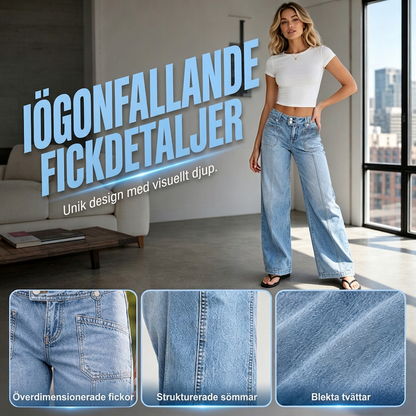 Smalärmade jeans med vida ben som smickrar figuren