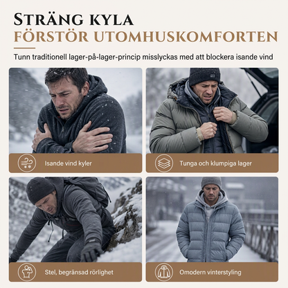 Herrluva med fleecefoder för vinter, jacquardmönstrad, långärmad pullover-tröja för avslappnad utomhusbruk