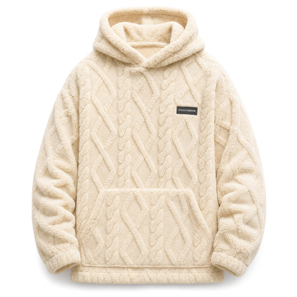 Herrluva med fleecefoder för vinter, jacquardmönstrad, långärmad pullover-tröja för avslappnad utomhusbruk