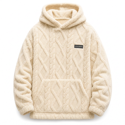 Herrluva med fleecefoder för vinter, jacquardmönstrad, långärmad pullover-tröja för avslappnad utomhusbruk