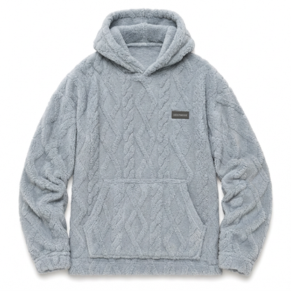 Herrluva med fleecefoder för vinter, jacquardmönstrad, långärmad pullover-tröja för avslappnad utomhusbruk