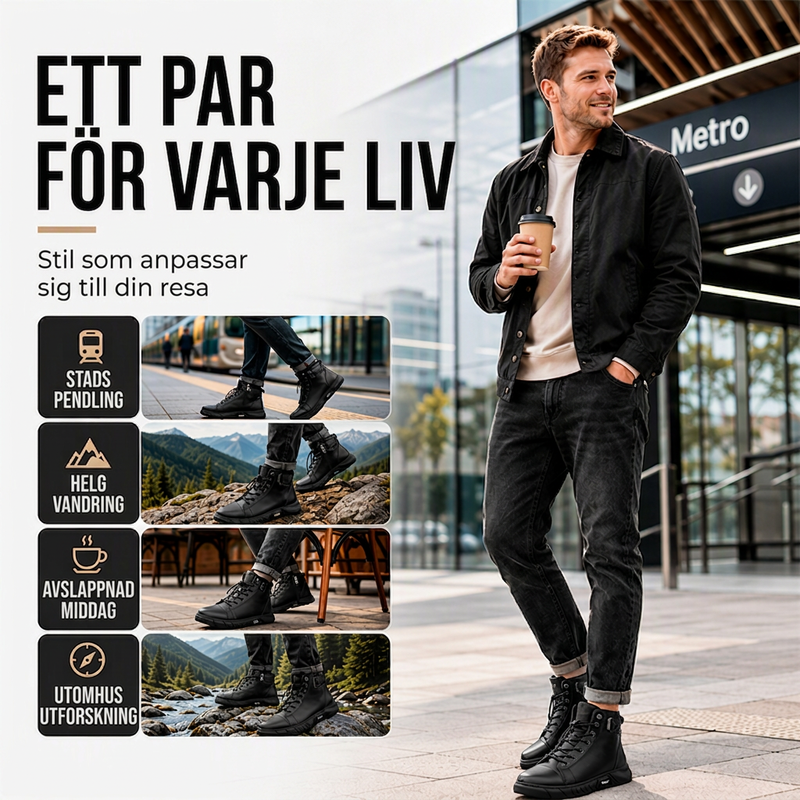 🍂Nya höstnyheter|Herr Vattentäta Boots i Läder – Robust Höst- och Vintersko