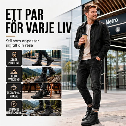 🍂Nya höstnyheter|Herr Vattentäta Boots i Läder – Robust Höst- och Vintersko