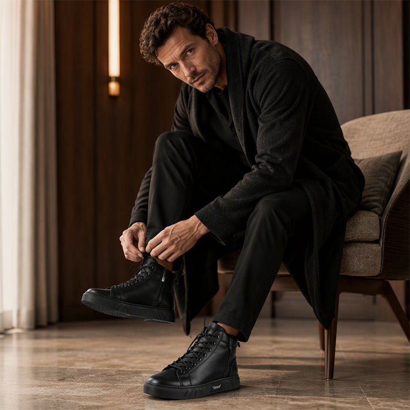 🍂Nya höstnyheter|Herr Vattentäta Boots i Läder – Robust Höst- och Vintersko