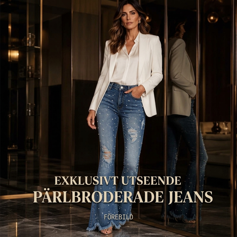 👖 Dammjeans med hög midja och utsvängda ben samt slitna detaljer – Trendiga utsvängda jeans med bekväm passform och tuff denimlook ✨
