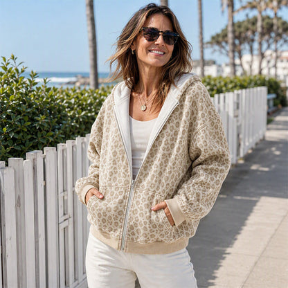 Bästsäljare🔥|Mjuk Leopard Hoodie Jacka – Avslappnad Stil För Höstens Vardag