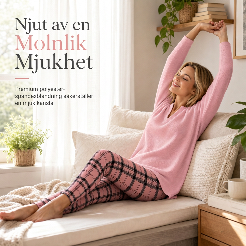 Set med stickad topp och rutiga leggings för kvinnor