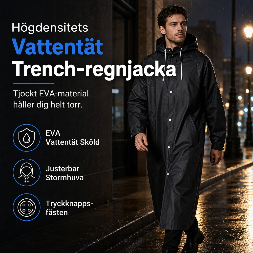 Lång huvakappa i EVA, regnponcho