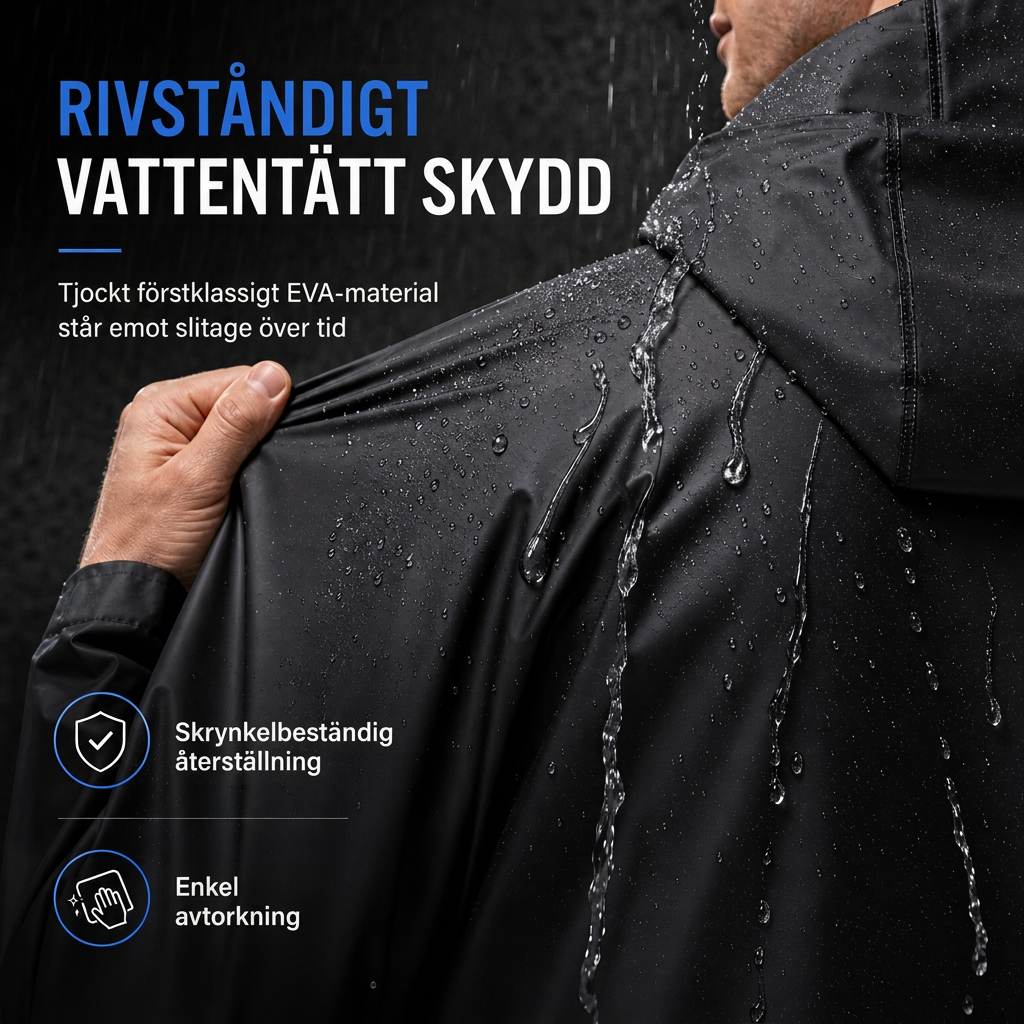 Lång huvakappa i EVA, regnponcho
