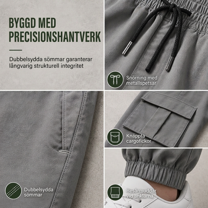 Kvinnors lediga cargo-byxor med flera fickor och dragsko