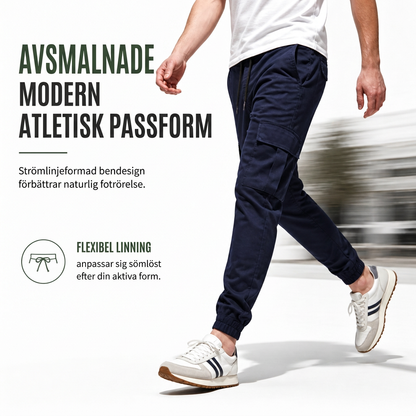 Kvinnors lediga cargo-byxor med flera fickor och dragsko