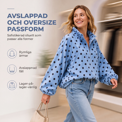 Kvinnors lediga jacka med prickar och dragkedja