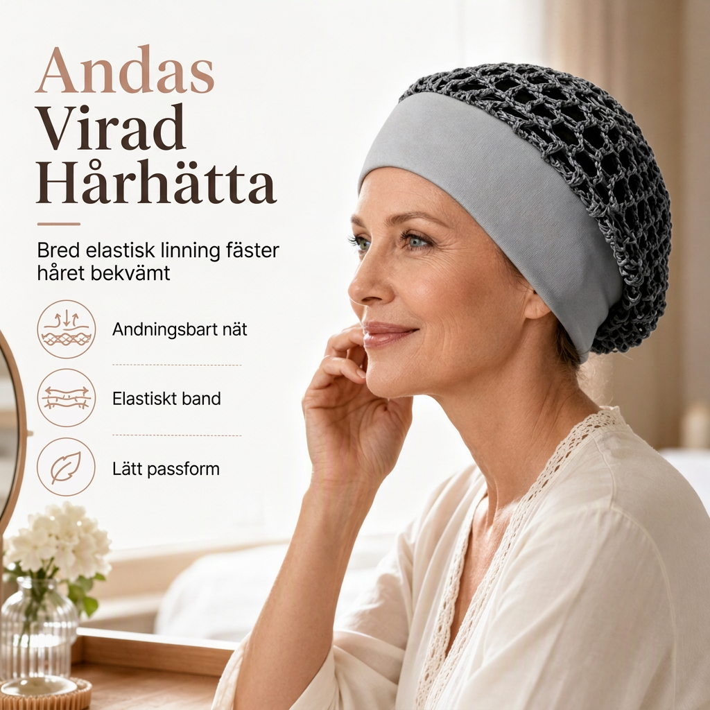 Elastisk andningsbred nätkeps för hår, urholkad hårskydd med bred resår