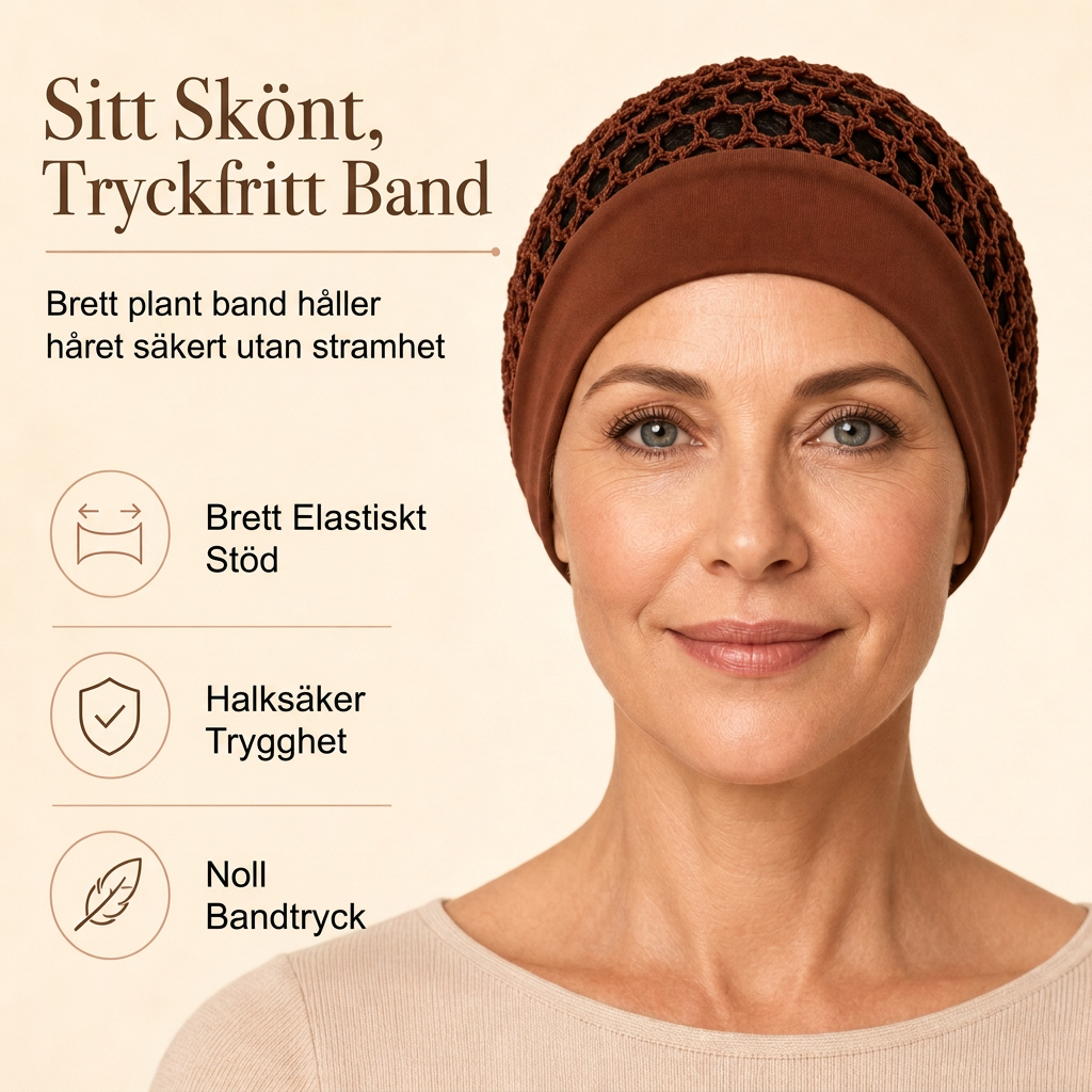 Elastisk andningsbred nätkeps för hår, urholkad hårskydd med bred resår
