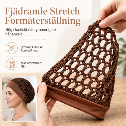 Elastisk andningsbred nätkeps för hår, urholkad hårskydd med bred resår