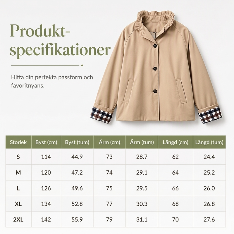 Stilren och snygg kort trenchcoat för kvinnor