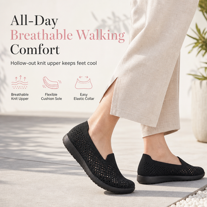 Andningsbara slip-on-skor för kvinnor med utskurna detaljer