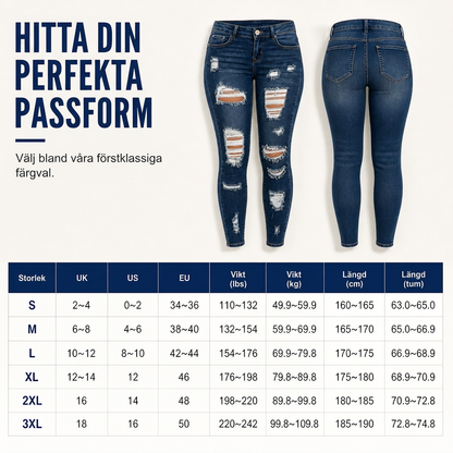 Kvinnors slitna skinny jeans med hög midja, distressed jeans med stretch