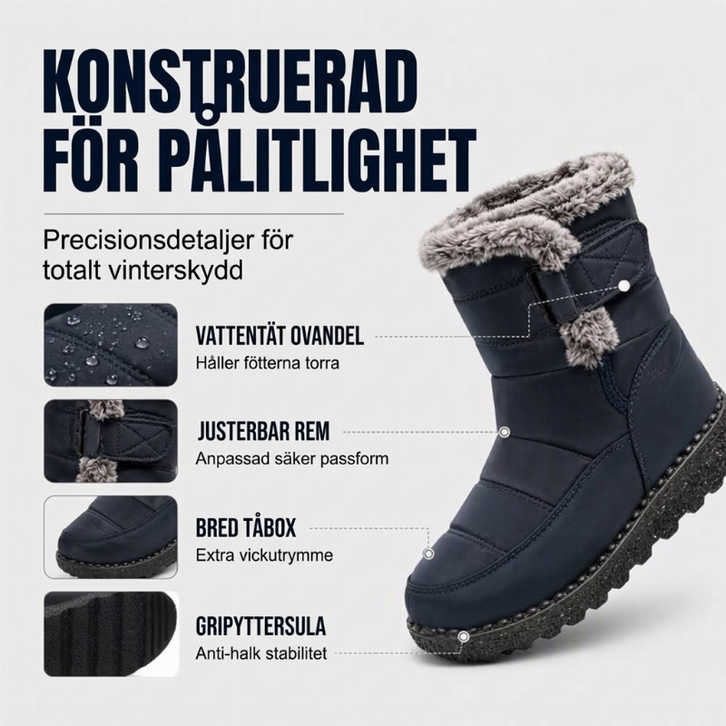 Vintervarma halkfria snöstövlar för kvinnor