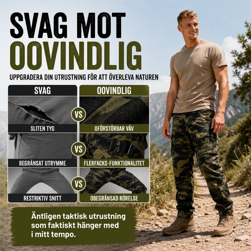 K herrars kamouflagecargobyxor med flera fickor