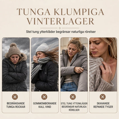 Lång koftad stickad tröja med huva för kvinnor