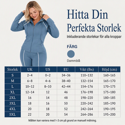 Träningsoverall med dragkedja för kvinnor, huvtröja och byxor