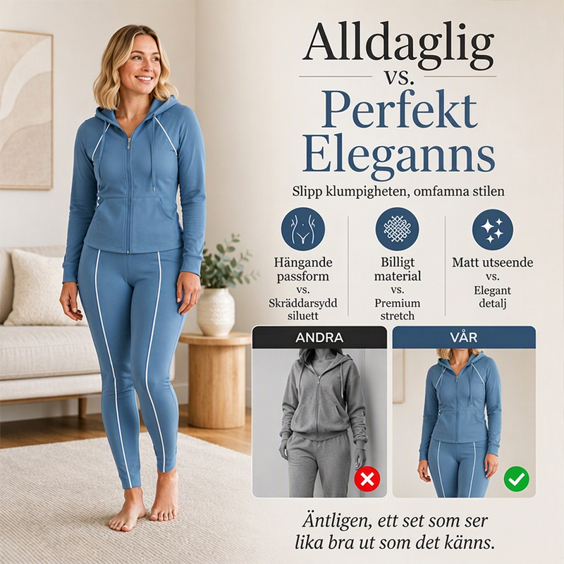 Träningsoverall med dragkedja för kvinnor, huvtröja och byxor