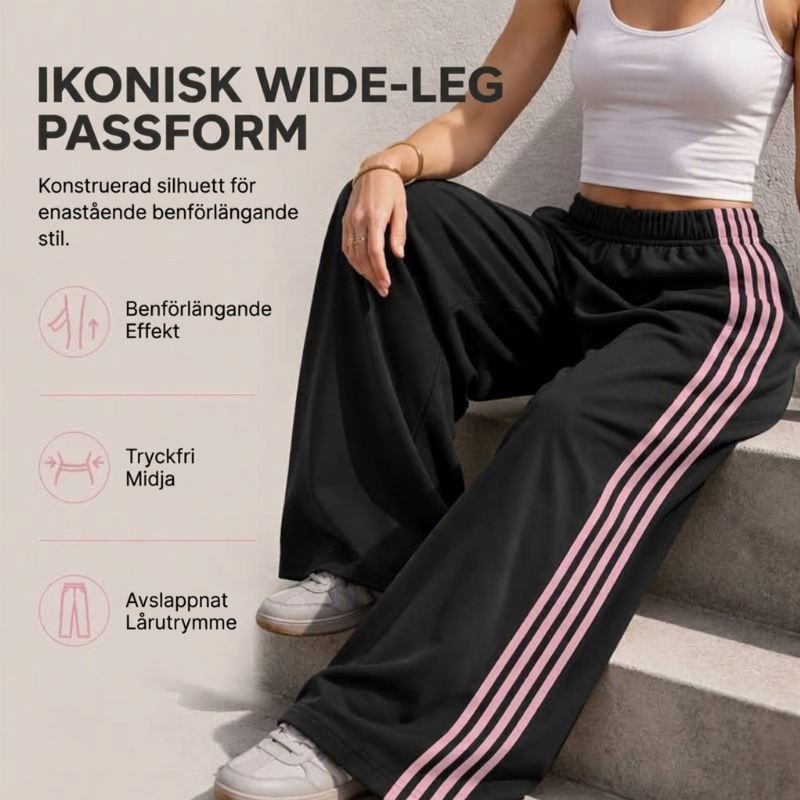 Damens vidbenta joggingbyxor med sidoränder