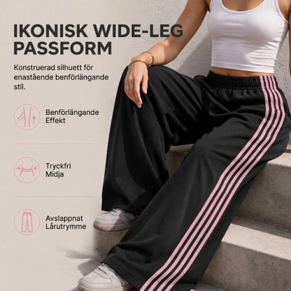 Damens vidbenta joggingbyxor med sidoränder
