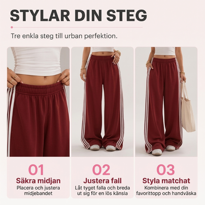 Damens vidbenta joggingbyxor med sidoränder