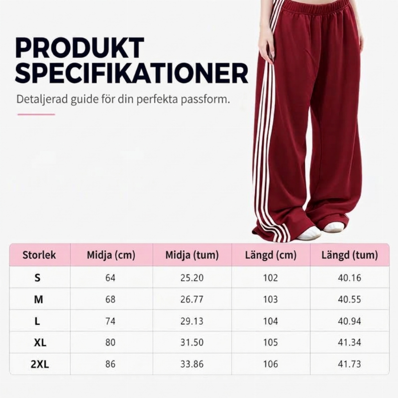 Damens vidbenta joggingbyxor med sidoränder