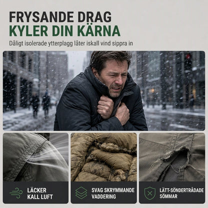 Herrar ledig medellång vadderad vinterjacka, tjock och varm, även i stora storlekar