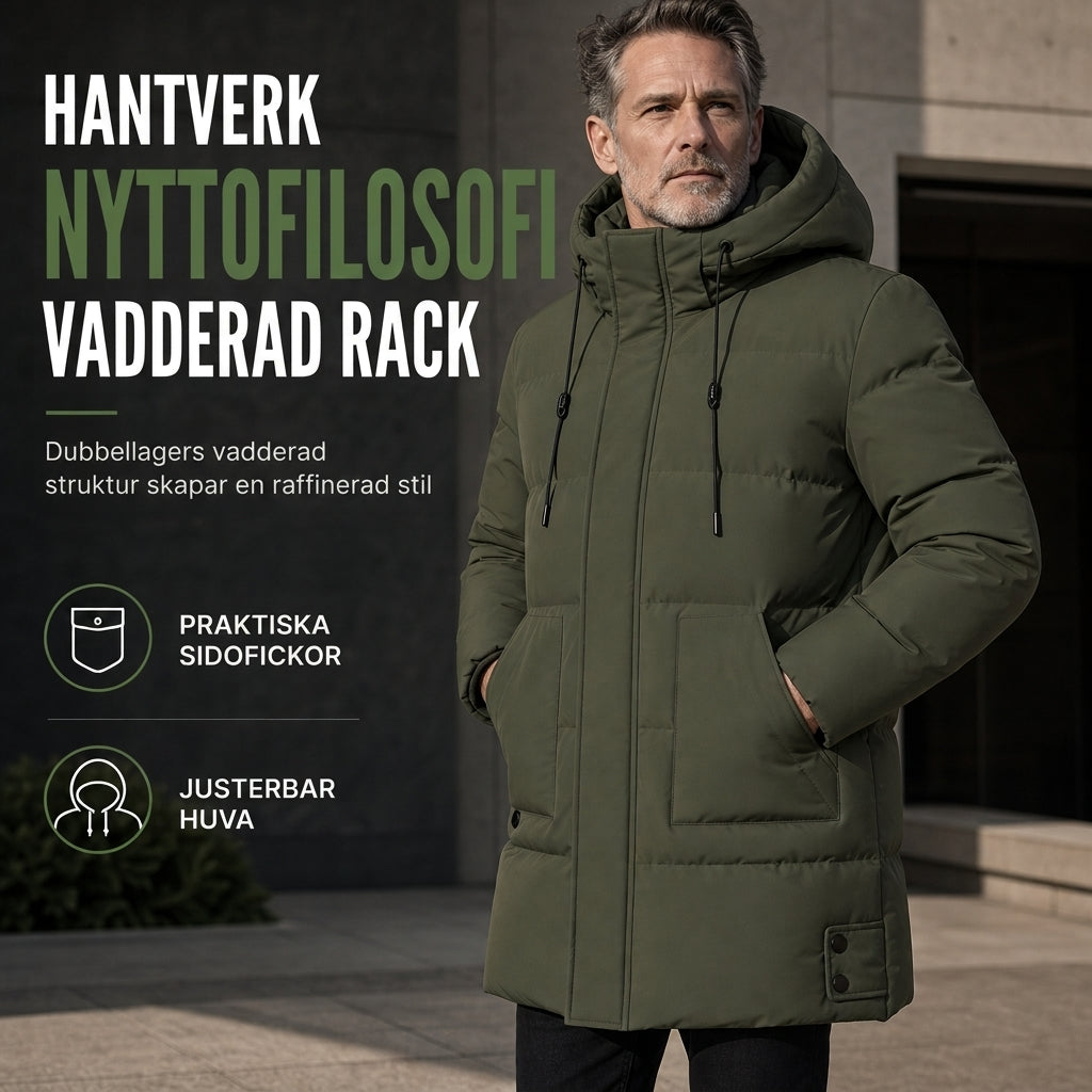 Herrar ledig medellång vadderad vinterjacka, tjock och varm, även i stora storlekar