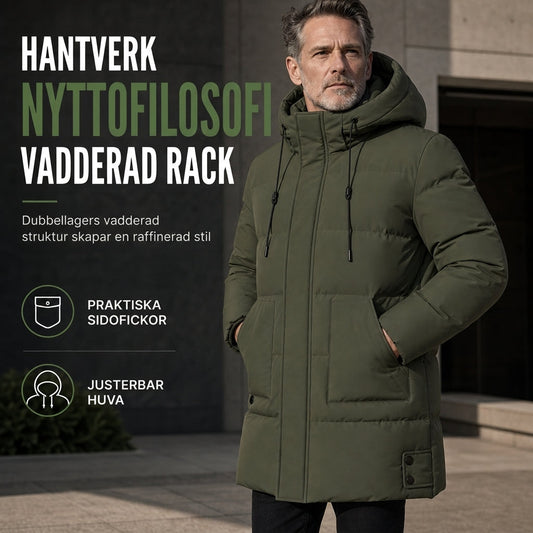 Herrar ledig medellång vadderad vinterjacka, tjock och varm, även i stora storlekar