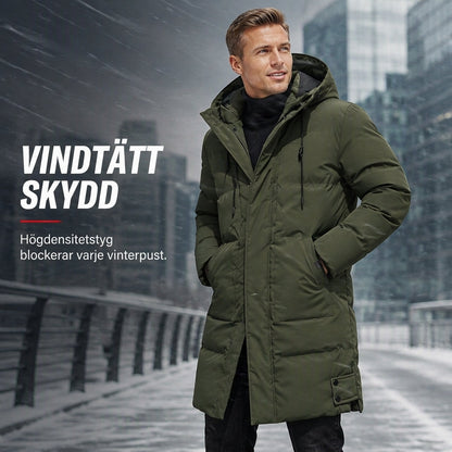 Herrar ledig medellång vadderad vinterjacka, tjock och varm, även i stora storlekar