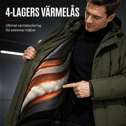 Herrar ledig medellång vadderad vinterjacka, tjock och varm, även i stora storlekar
