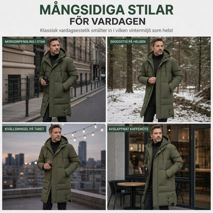 Herrar ledig medellång vadderad vinterjacka, tjock och varm, även i stora storlekar