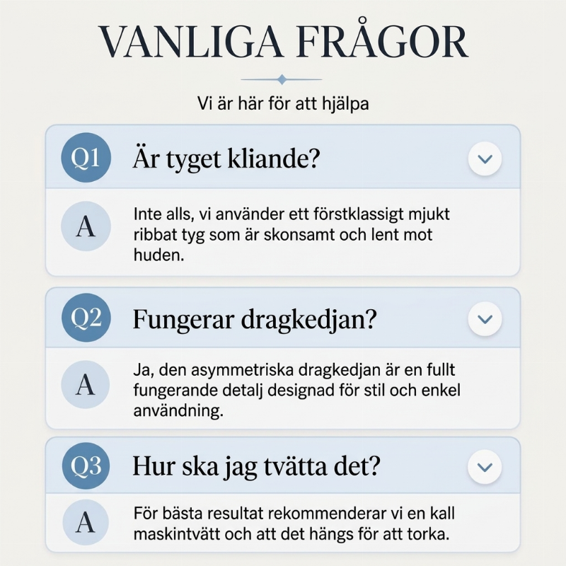 Damens ribbade tröja med asymmetrisk dragkedja