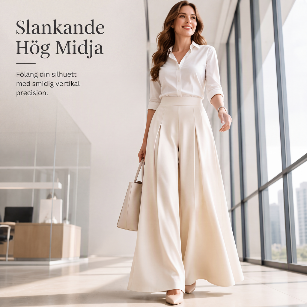 Damernas lediga högmidjade vida byxor